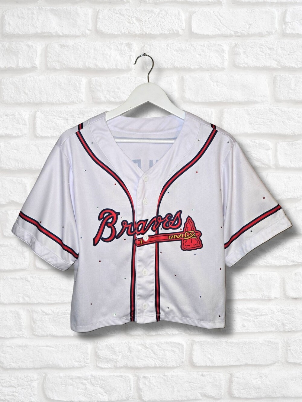Atlanta Braves Crop Jersey W/Rhinestones